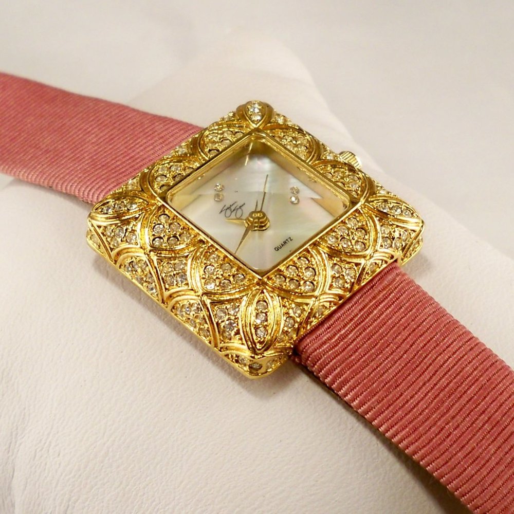 NEW Suzanne Somers Filigree, Mother of Pearl Face, Gold Watch